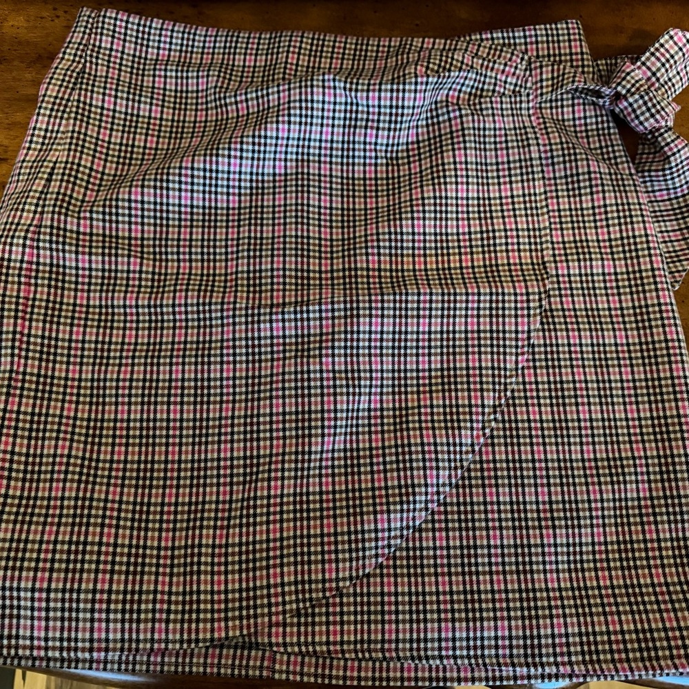 LOFT Pink and Black Plaid Mini Skirt